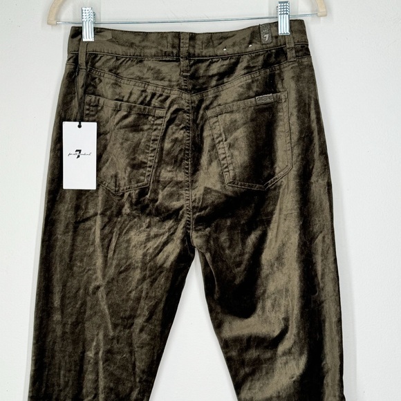 NWT 7 For All Mankind Green Velvet Button Front High Rise Pants Women’s Size 29 - Picture 5 of 13